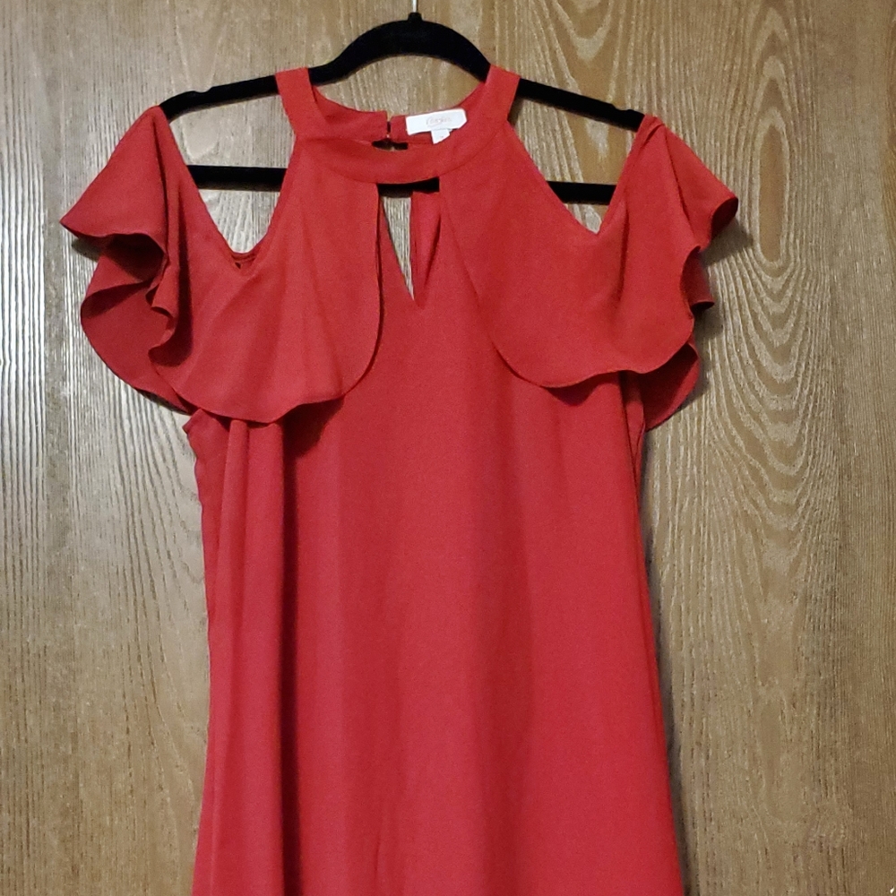 Red off the shoulder dress